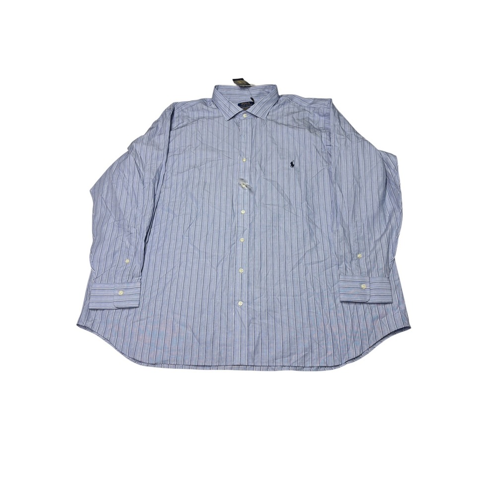 NWT Polo Ralph Lauren Mens 3XB Blue White Striped Cotton Stretch Button Down